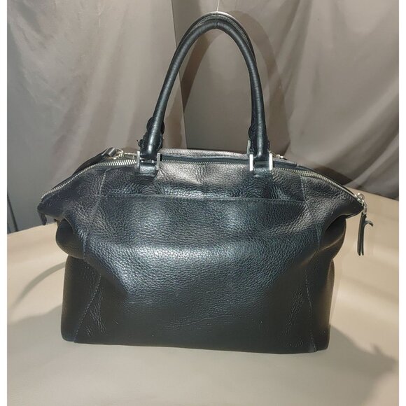 Michael Michael Kors Riley Black Leather Satchel Shoulder Bag  MK Charm Detachab - Picture 4 of 10